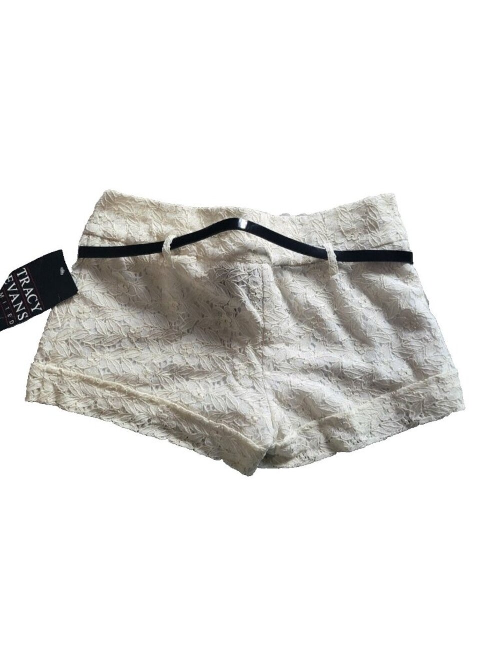 NWT Tracy Evans Lace Shorts Belt 5 Ivory Floral Belted Coquette Festival Y2K - Picture 2 of 9